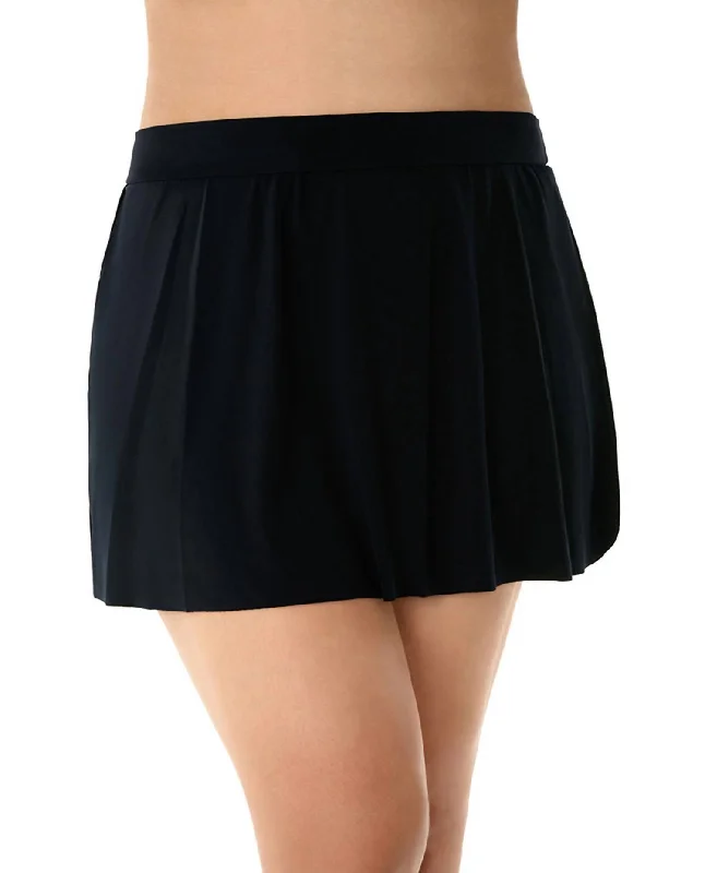 Plus Size Jersey Tennis Swim Skirt In Black