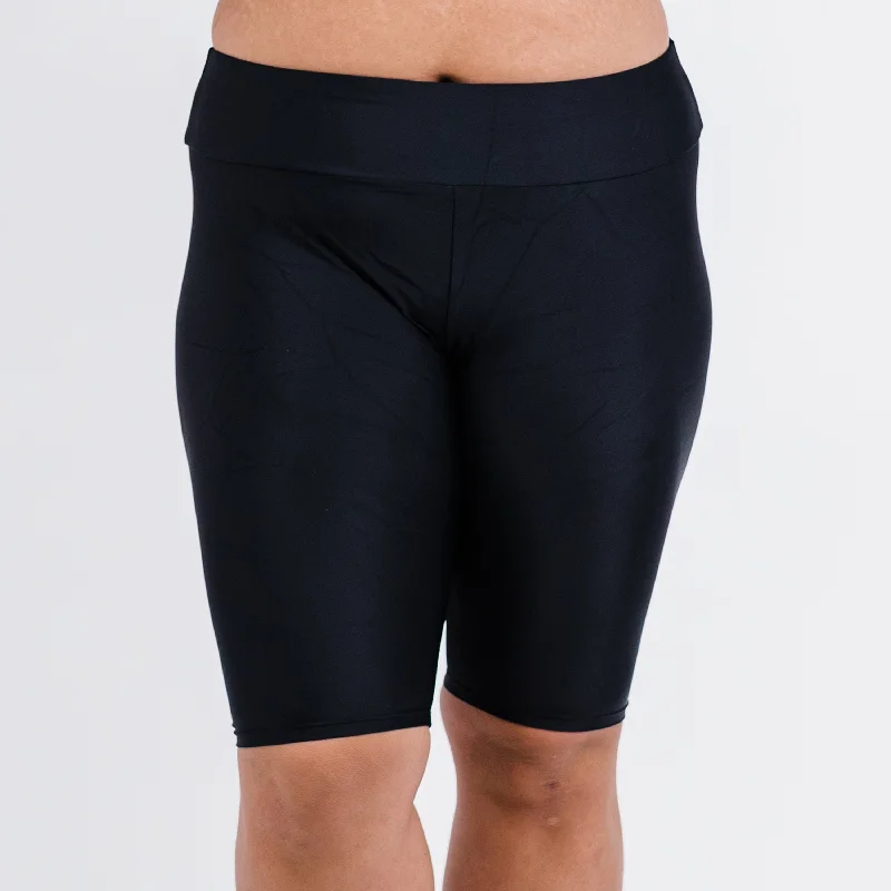 Women's Plus High Waisted Long Bike Swim Shorts