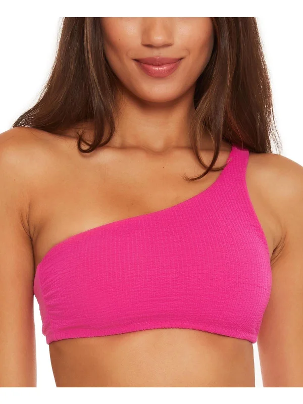 Womens Ribbed Asymmetric Bikini Swim top