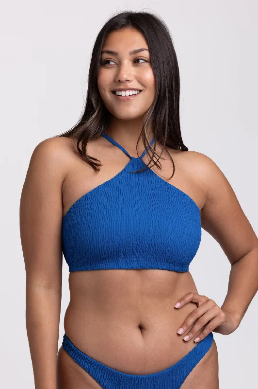 Luna Smocked Bikini Top - Bluewave